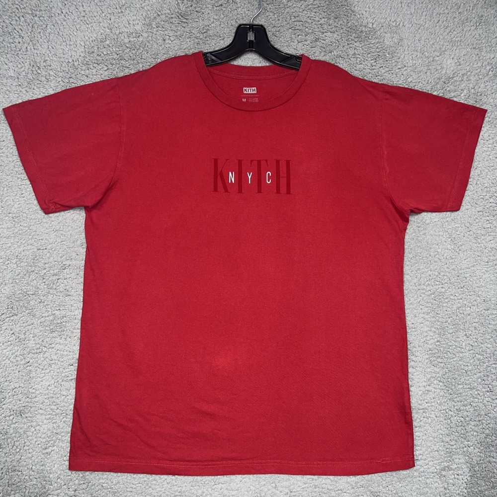 Kith NYC T Shirt Men's Sz Medium Red Center Logo New York City Made In India Tee